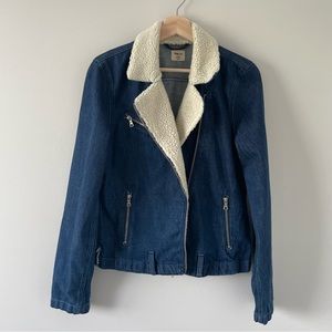 Denim Jacket with Sherpa Collar